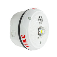 System Sensor PC2WKLED L-Series Outdoor Ceiling-Mounted Horn Strobe, "FIRE", White