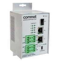 ComNet CNFE3FX1TX2C8TX/M Hardened Managed Switch, Transmitter, 2-Port RJ45, 1-Port SFP, Integrated 8-Channel Contact Server