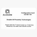 Schlage CE-401-101 CTE Disable Prox MTB MT 485 Configuration Card