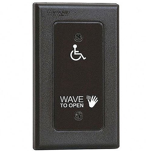 Camden CM-336/42S SureWave Wireless Single Gang Touchless Switch, Stainless Steel Faceplate, "Wave to Open" Graphics, Black