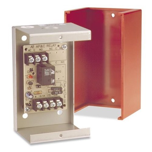 Fire-Lite MR-101/CR MR Series Control Relay, Single SPDT Relay with LED, Mounted in Metal Backbox, Red Plastic Cover, UL Listed