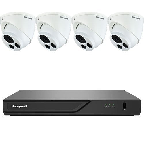 Honeywell HN30040101E45PK 5-Piece Kit, (4) HC30WE5R3 5MP Turret Cameras, White (1) HN30040101 4-Channel NVR, 1TB