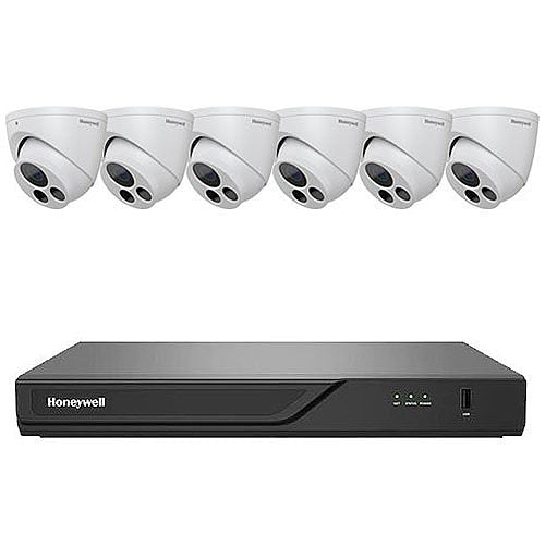 Honeywell HN30080202E65PK 30 Series Surveillance Kit Includes (6) HC30WE5R3 5MP Turret Cameras, White (1) 8-Channel 4K 2TB NVR, NDAA Compliant, Black