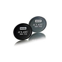 HID 2062PKSMN iCLASS Tag Credential, 16 K Bits (2 K Bytes), 13.56 MHz, Circular Adhesive Tag, Black, No Slot