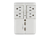 Sanus SA-OWSP42-W1 Surge protected Wall Tap, 4 rotating outlets, 2 USB ports