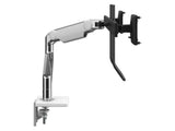 Humanscale M81NTNDWBHB M8.1 with Combo Mount for DUAL Monitors with Crossbar - Polished Aluminum with White TRIM