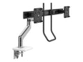 Humanscale M81NTNDWBHB M8.1 with Combo Mount for DUAL Monitors with Crossbar - Polished Aluminum with White TRIM