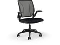 Humanscale W11BC12CF10SHNSC Diffrient World Task Chair with Black Frame and Alloy Silver Check Mesh Back and Black Corde 4 Fabric Seat