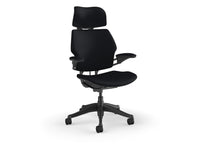 Humanscale F212GCF10XFSSNSC Freedom Task Chair with Headrest, Graphite Frame and Height-Adjustable Arms with Matching Textile - Black Corde 4 Fabric