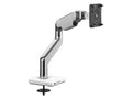 Humanscale M81M32BWBTBNA M8.1 Monitor Arm with M/Connect 3 Data Hub and Bolt-Through Mount, Polished Aluminum with White Trim