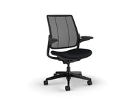 Humanscale S215BM10CF10XFSHNSC Smart Plus Task Chair with 4D Adjustable Arms, Black Monofilament Stripe Back and Black Corde 4 Fabric
