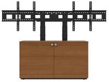iCart CRED2LTHIN-S 2-bay, low profile, AV cabinet includes single 45-98in display mount, (1) 3RU vertical rack, rack-mount 6-port power strip, door knobs, and leveling