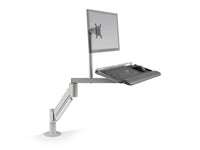 HAT Design Works 9139-10-1000HY-124 Extended Sit Stand Data Entry Arm w/14 Channels 10 Post & Forearm on Top, PC Silver