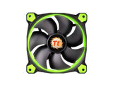 Thermaltake CL-F038-PL12GR-A Riing 12 Series High Static Pressure 120mm Circular Green LED Ring Case/Radiator Fan CL-F038-PL12GR-A - Hydraulic bearings for silent