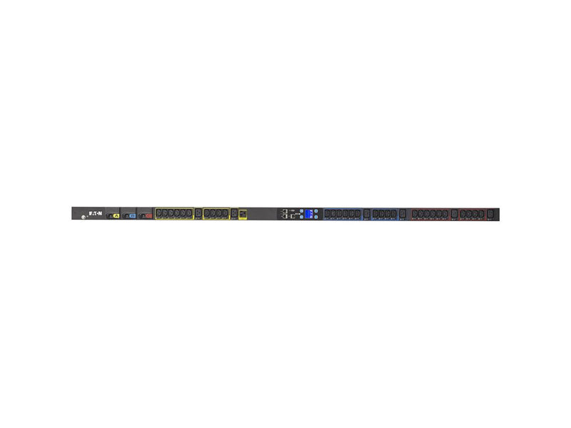 Eaton EMI310-10 Metered Input rack PDU, 0U, L21-30P input, 8.64 kW max, 120/208V, 24A, 10 ft cord, Three-phase, Outlets: (1) 5-20R, (30) C13 Outlet grip