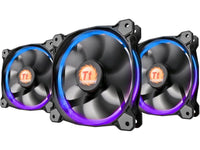 Thermaltake CL-F043-PL14SW-B Riing 14 RGB LED 140mm Adjustable Color Case Radiator Fan - Triple Pack