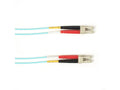 Black Box FOCMRSM-003M-LCLC-AQ OS2 9/125 Singlemode Fiber Optic Patch Cable - OFNR PVC, LC to LC, Aqua, 3-m (9.8-ft.), GSA, TAA/