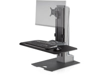 HAT Design Works WNSTE-1-CW-270 Winston-E Sit-Stand Single Monitor Mount w/ Compact Worksurface, Grey Duotone, 40 lbs, 43IN screen