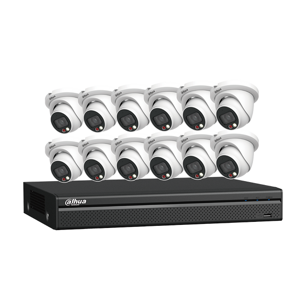 Dahua N464E124C IP Camera & Recorder Kit, 16-Channel Network Kit, 12 X 4MP, VU-MORE NT CLR 2.8mm