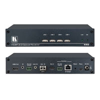 Kramer 50-80375090 4K60 4:2:0 HDMI MM/SM Fiber Optic Receiver with USB, Ethernet, RS-232, IR and Stereo Audio De-Embedding Over Ultra-Reach HDBaseT 2.0