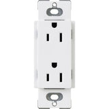 Lutron CARS-15-TR-WH Claro 15A Tamper-Resistant Duplex Receptacle; Decorator-Style Outlet; Gloss Finish; White