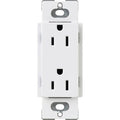 Lutron CAR-15-WH Claro 15A Duplex Receptacle; Decorator-Style Outlet; Gloss Finish; White