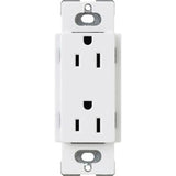 Lutron CAR-15-WH Claro 15A Duplex Receptacle; Decorator-Style Outlet; Gloss Finish; White