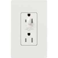 Lutron CAR-15-HDTR-WH Claro 15A Half-Dimming; Tamper Resistant Duplex Receptacle; Decorator-Style Outlet; Gloss Finish; White