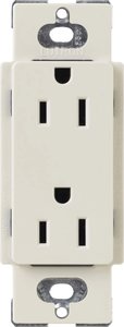 Lutron CARS-15-TR-LA Claro 15A Tamper-Resistant Duplex Receptacle; Decorator-Style Outlet; Gloss Finish; Light Almond