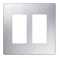 Lutron CW-2-SS Claro 2 Gang Wall Plate for Decorator / Designer Paddle Switches and Dimmers; Gloss Finish; Stainless Steel