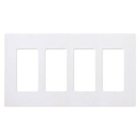 Lutron CW-4-WH Claro 4 Gang Wall Plate for Decorator / Designer Paddle Switches and Dimmers; Gloss Finish; White