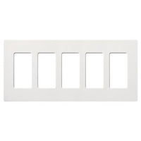 Lutron CW-5-WH Claro 5 Gang Wall Plate for Decorator / Designer Paddle Switches and Dimmers; Gloss Finish; White