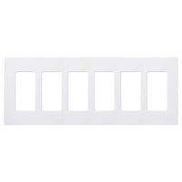 Lutron CW-6-WH Claro 6 Gang Wall Plate for Decorator / Designer Paddle Switches and Dimmers; Gloss Finish; White