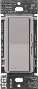 Lutron DVRF-5NE-GR Diva Smart ELV+ Dimmer Switch for Caseta Systems; Phase Selectable; 250W LED / 400VA MLV / 500W ELV; Neutral Required; 120V; Gray