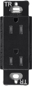 Lutron SCRS-15-TR-MN Claro 15A Tamper-Resistant Duplex Receptacle; Decorator-Style Outlet; Satin Finish; Midnight
