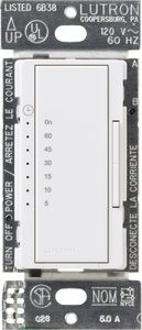 Lutron MA-T51MNH-WH Maestro Countdown Timer Switch for Fans and Lights; Neutral Required; 150W LED; 3A Fan; Single-Pole / Multi-Location; White
