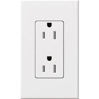Lutron NTR-15-TR-WH Architectural 15A Tamper-Resistant Duplex Receptacle; Wall Plate Included; Matte Finish; White