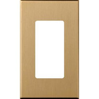 Lutron NT-R3-NFB-SB Nova T Wall Plate Kit; Single-Gang; Fits Small Accessory / Wall Keypad Insert; No Fins Broken; Metal Finish; Satin Brass