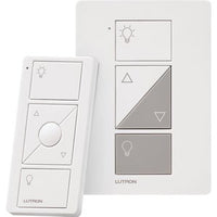 Lutron P-PKG1P-WH Caseta Smart Plug-In Lamp Dimmer Kit; 100W LED Lamp Dimmer and 3-Button with Raise / Lower Pico Smart Remote; White