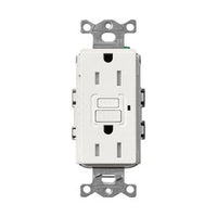 Lutron SCR-15-GFST-RW Claro 15A Tamper Resistant GFCI Duplex Receptacle; Decorator-Style Outlet; Self-Testing; Satin Finish; Architectural White