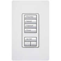 Lutron RRD-W4S-WH seeTouch Wall Keypad; Works with RA3 Systems; 4 Scene with 1 Raise / Lower; Neutral Required; 120V; White