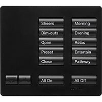 Lutron RR-T10RL-MN RadioRA 2 Tabletop Designer Keypad; Works with RA3 Systems; 10 Button with Raise / Lower; All On and All Off; Midnight