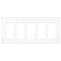 Lutron SC-5-BW Claro 5 Gang Wall Plate for Decorator-Style Dimmers; Switches; and Outlets; Satin Finish; Brilliant White