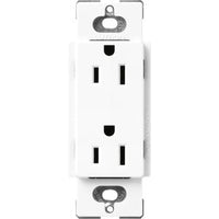 Lutron SCR-15-BW Claro 15A Duplex Receptacle; Decorator-Style Outlet; Satin Finish; Brilliant White