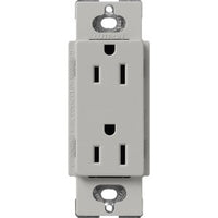 Lutron SCR-15-PB Claro 15A Duplex Receptacle; Decorator-Style Outlet; Satin Finish; Pebble