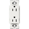 Lutron SCR-15-RW Claro 15A Duplex Receptacle; Decorator-Style Outlet; Satin Finish; Architectural White