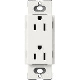 Lutron SCR-15-RW Claro 15A Duplex Receptacle; Decorator-Style Outlet; Satin Finish; Architectural White