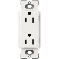 Lutron SCR-15-RW Claro 15A Duplex Receptacle; Decorator-Style Outlet; Satin Finish; Architectural White