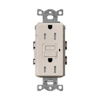 Lutron SCR-15-GFST-TP Claro 15A Tamper-Resistant GFCI Duplex Receptacle; Decorator-Style Outlet; Self-Testing; Satin Finish; Taupe