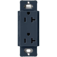 Lutron SCR-20-DE Claro 20A Duplex Receptacle; Decorator-Style Outlet; Satin Finish; Deep Sea